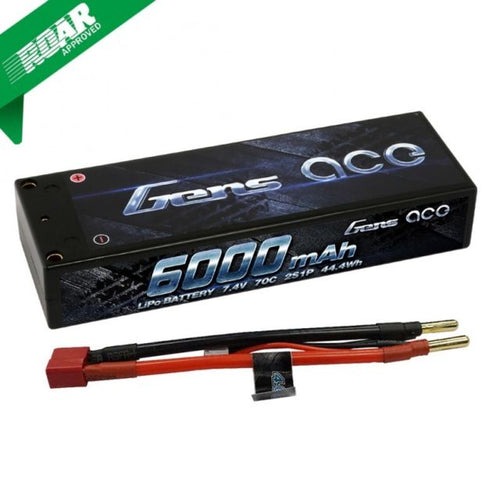 Redcat Racing Gens Ace 6000mAh 7.4V 70C 2S1P Hardcase Lipo Battery Pack GA-600070C - RedcatRacing.Toys