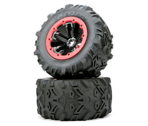 Redcat Racing 505232BK Mounted Tire 7.1" Size - Splined wheel hubs (2) - RedcatRacing.Toys