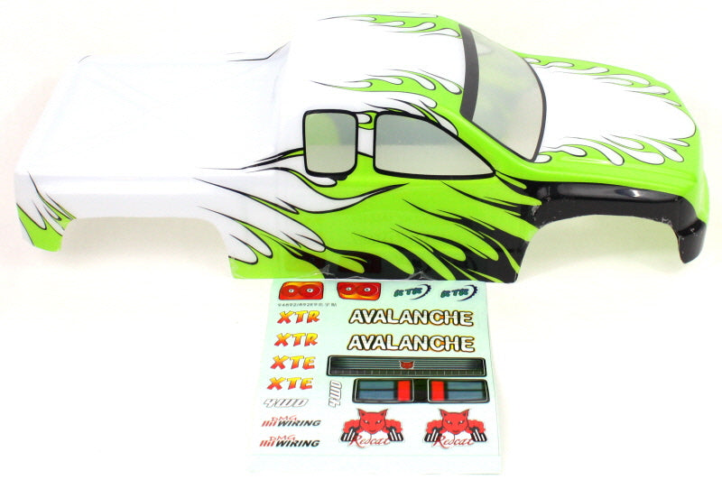 Redcat Racing 86300 1/8 Truck Body White/Green/Black Flame * DISCONTINUED - RedcatRacing.Toys