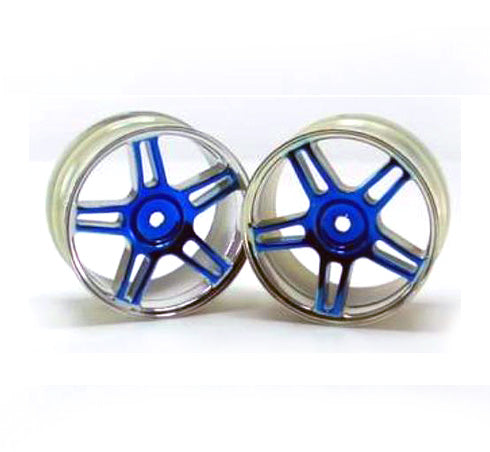 Redcat Racing 02228pb Chrome 5 spoke split spoke blue anodized wheels 2 pcs - RedcatRacing.Toys