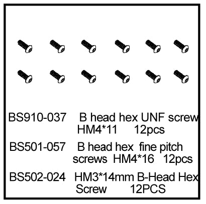 Redcat Racing BS910-037 B head hex UNF screw HM4*11 - RedcatRacing.Toys