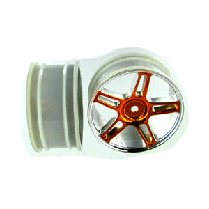 Redcat Racing 02228OR Orange Chrome 5 Spoke Split spoke wheels 2pcs - RedcatRacing.Toys
