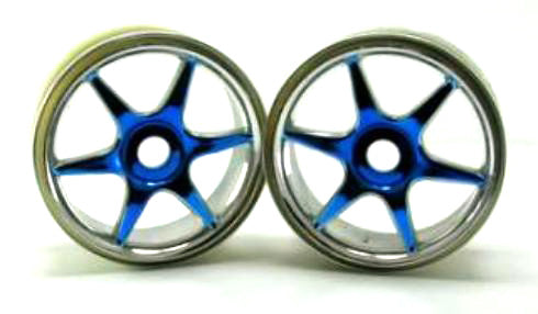 Redcat Racing 81036PB Chrome & blue 6 spoke wheels (2pcs)(plastic) - RedcatRacing.Toys