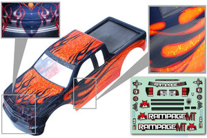 Redcat Racing  14050-O 1/5 Truck Body, Orange with black flames  14050-O - RedcatRacing.Toys